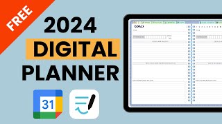 2024 digital planner for ipad amp Goodnotes  free hyperlinked planner [upl. by Eceinert]