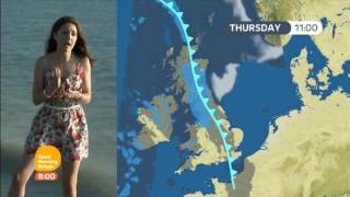 Laura Tobin Broadstairs Kent In The Sea GMB Weather 2016 09 08 [upl. by Arahset236]