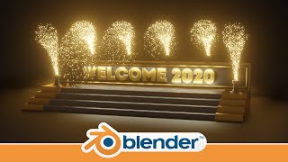 Making a New Years Eve Fireworks animation with Sound in Blender 281 [upl. by Marcile8]