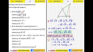 02 Produit Scalaire Correction Exercice 3ème Science  Math [upl. by Agate]