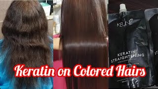 Keratin straightening on colour treated Hairs  Keratin Treatment  Keratin  Real Beauty Secrets [upl. by Adlai]