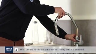 Install a GROHE single lever kitchen mixer with pullout mixer spout [upl. by Ydda]