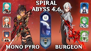 Dehya Mono Pyro amp Arlecchino Burgeon Spiral Abyss 46 Genshin Impact 46 [upl. by Andeee]