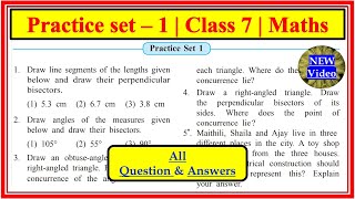 Practice set 1 std 7th maths  Geometrical Constructions Maharashtra board class7th Practice set 1 [upl. by Ecyaj815]