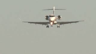 Bombardier Challenger 350 Gets some ground effect while landing at KHWD in 4K [upl. by Eidok]