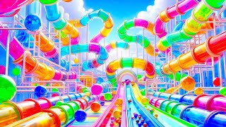 MarbleRun Pop Tube Block An undulating infinite acceleration device ASMR rollercoaster stisfying [upl. by Lorie]