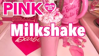 PINK STRAWBERRY CHEESECAKE MILKSHAKE QUARANTINE COOKING [upl. by Trip]