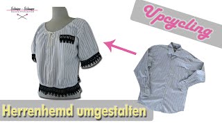 Wie man aus einem Herrenhemd eine Bluse macht Upcycling sewing [upl. by Leksehc]