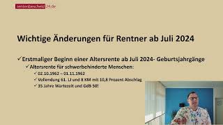 5 wichtige Änderungen für Rentner ab Juli 2024 Rentenerhöhung Pfändungsgrenze und Co [upl. by Aerdnac932]