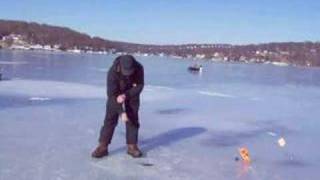 Ice Fishing  Muskie on tipup [upl. by Dera]