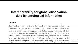 Interoperability for global observation data by ontological information [upl. by Lyrad]