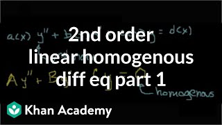 2nd order linear homogeneous differential equations 1  Khan Academy [upl. by Learsiy]