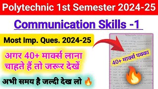 communication skills polytechnic 1st semester most important questions 2024  communication skills [upl. by Linetta879]