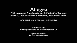 Allegro from Sonata No2 TWV 41c3 by Telemann ed Jones ABRSM Clarinet Grade 4 [upl. by Urson]