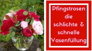 Pfingstrosen  Pfingstrosen selber schlicht in Vase einstellen  DIY Blumenstrauss [upl. by Neenaej]