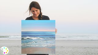 How to Paint in Acrylics  Ocean Painting Tutorial [upl. by Meelas]