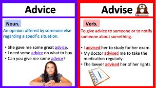 ADVICE vs ADVISE 🤔 Whats the difference  Learn with examples [upl. by Wanonah]