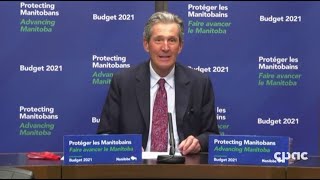 Manitoba premier speaks with reporters following tabling of provincial budget – April 7 2021 [upl. by Patnode]