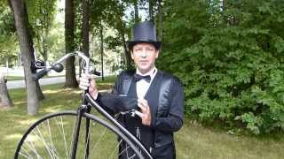 Pennyfarthing Martin Barnes demonstrates riding techniques [upl. by Hoenack603]