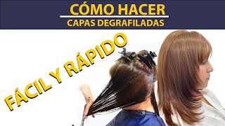 CORTE DEGRAFILADO PARA ROSTRO REDONDO FACILDEGRAFILATED CUT  FOR EASY ROUND FACE [upl. by Ojybbob]