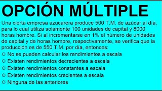 14  ECONOMÍA  Problema sobre rendimientos de escala para una empresa azucarera [upl. by Micheal]