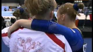 Aliya Mustafina 2010 Worlds TF FX and RUS Gold Medal Reactions CCTV [upl. by Anaahs21]