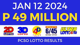 Lotto Result January 12 2024 9pm PCSO [upl. by Shotton845]