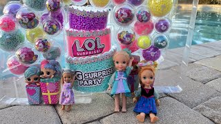 Snowflakes Birthday  Elsa amp Anna toddlers  LOL surprise party  Barbie dolls [upl. by Vijar]