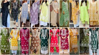 100 Latest and comfortable Chikankari Fabric Kurti Design Ideas for Girls 2024 [upl. by Crissy271]