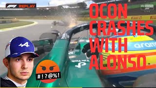 Esteban Ocon CRASHES AND Blames Fernando alonso Brazilian GP 2023 Sprint [upl. by Nilla]