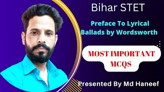 MCQS On Preface To Lyrical Ballads by Wordsworth Bihar STET Most important questions answers [upl. by Ninette]