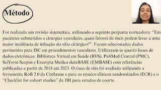 Congresso UFBA 2024 Fatores de risco para ISC em cirurgias vasculares Revisão sistemática [upl. by Aroda608]