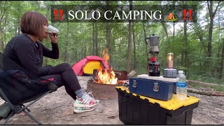 OVERNIGHT SOLO CAMPING 🏕️ •TENT CAMPING• Cozy by the campfire• cooking soup•solo camping [upl. by Erhart849]