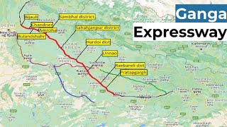 Ganga Expressway route map  Ganga expressway  ganga expressway phase 1 [upl. by Atiran]