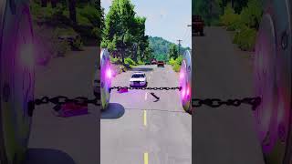 Cars vs Giant Bollards with Chain 33  BeamNGDrive shorts [upl. by Casmey]