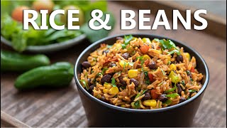 Mexican Inspired Rice and Beans Recipe 🪅 Healthy One Pot Black Bean Vegan Food Super Easy [upl. by Aetnahc429]