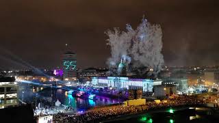 New Years Eve fireworks at Custom House Dublin Ireland 2020 [upl. by Harned]