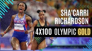 ShaCarri Richardson Leads Team USA to Olympic 4x100 Relay Gold  Camera On youtube olympics [upl. by Nyberg100]