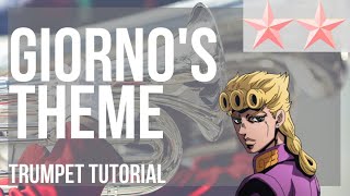 SUPER EASY How to play Giornos Theme Jojos Bizarre Adventure on Trumpet Tutorial [upl. by Angadresma]