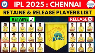 IPL 2025 Chennai Super King Complete list of retained players or release players [upl. by Lein]