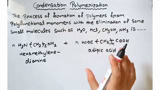 Condensation polymerization introduction to polymer chemistry class 12 [upl. by Frolick]