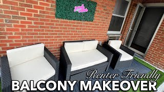 DIY BALCONY MAKEOVER RENTER FRIENDLY 😁 AMAZON MUST HAVES [upl. by Lazarus81]