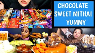 ASMR EATING CHOCOLATES SWEETS  EATING SHOW SWEETS  SWEET MUKBANG  SWEET MITHAI [upl. by Noivert]