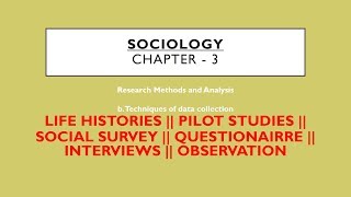 Sociology for UPSC  Life Histories Interview Ethography etc  Chapter 3  Paper 1  Lecture 63 [upl. by Emelun704]