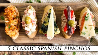 5 Classic Spanish Pinchos  Quick amp Simple Tapas Recipes [upl. by Jonme]