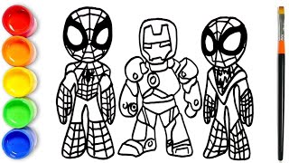 🔴 How to draw Spidey and His Amazing Friends Iron Man Miles Morales DISNEY JUNIOR 🔴 [upl. by Sirret]