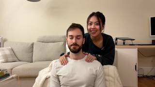 ASMR Whispering Update  Relaxing Shoulder Massage amp Hair Play For My Husband [upl. by Rika]