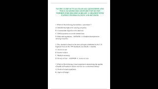 NCCHC CCHP ACTUAL EXAM ALL QUESTIONS AND WELL ELABORATED ANSWERS TOP RATED VERSION FOR ALREADY A GRA [upl. by Welbie]