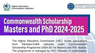 Scholarship  Commonwealth Scholarship Masters amp PhD 20242025 [upl. by Yrot]