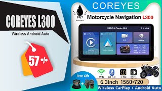 COREYES L300 Motorcycle Screen Carplay Moto Navigation Waterproof Screen Portable Motorcycle Monitor [upl. by Hesther]